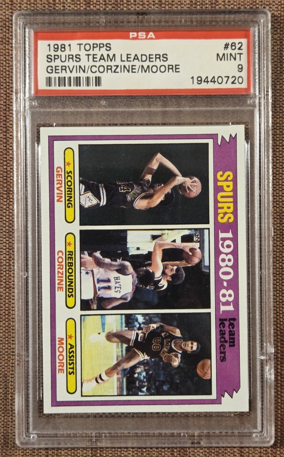 1981 Topps #62 George Gervin Dave Corzine Johnny Moore Basketball Card PSA9 Mint0
