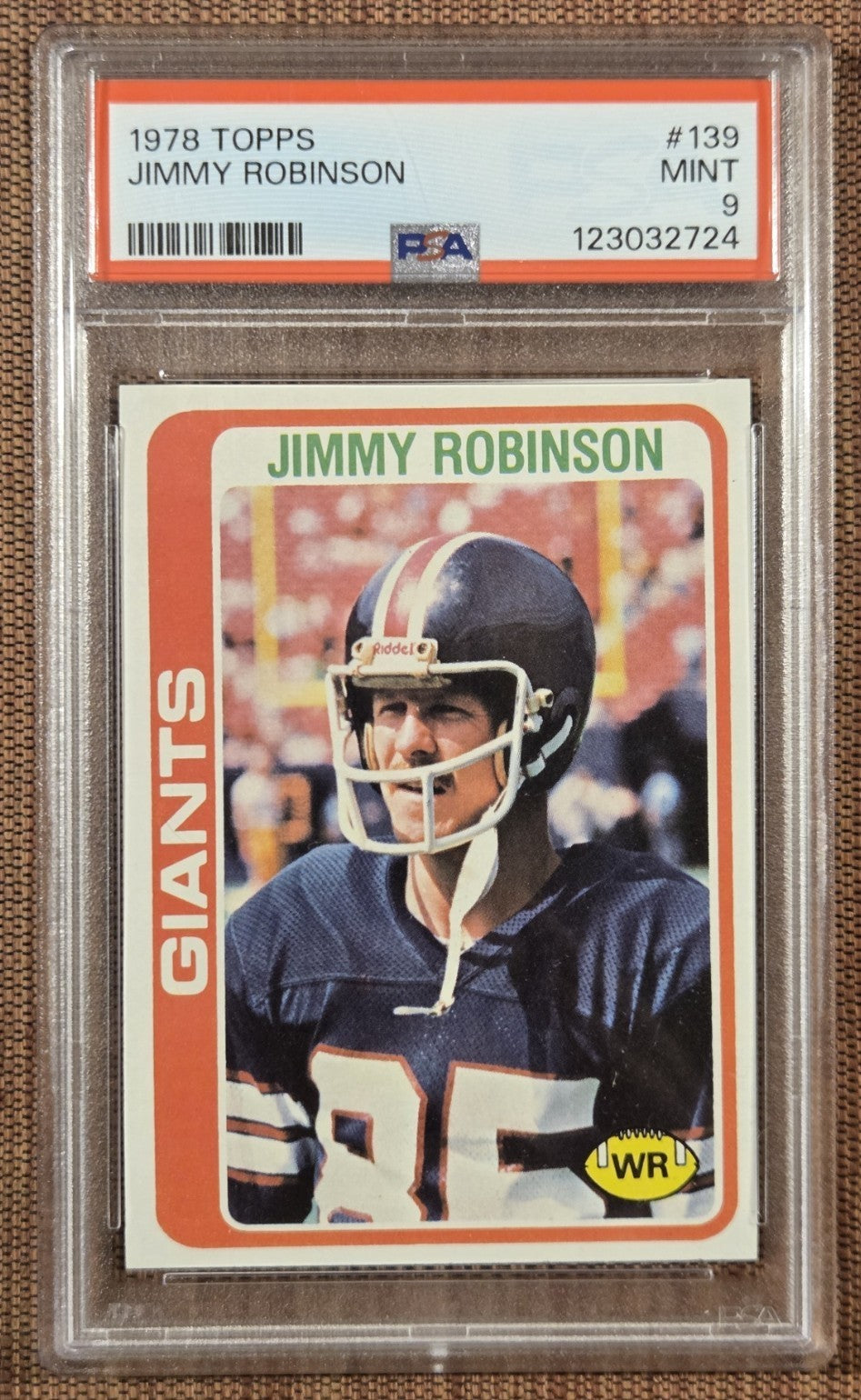1978 Topps #139 Jimmy Robinson NY Giants Rookie Football Card PSA 9 Mint RC0