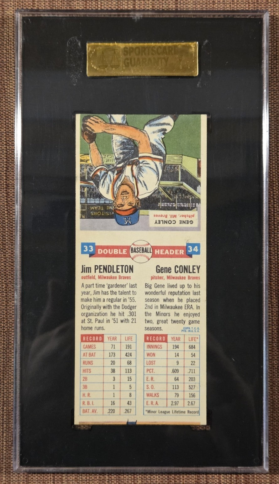 1955 Topps Double Headers #33 Jim Pendleton Conley Braves Baseball Card SGC 81