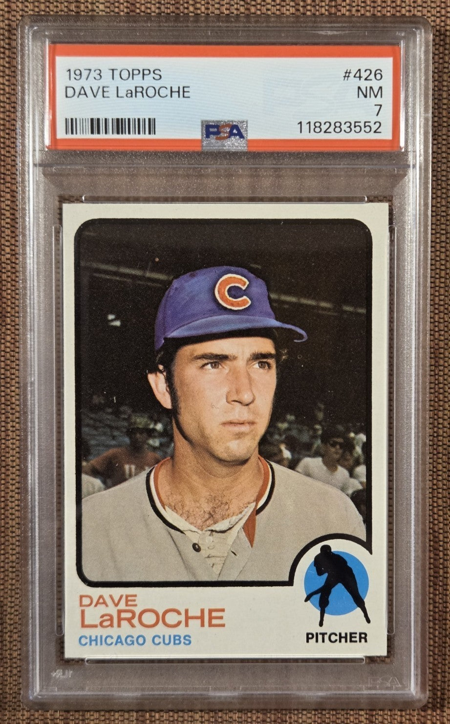 1973 Topps #426 Dave LaRoche Chicago Cubs Original Baseball Card PSA 7 NM0