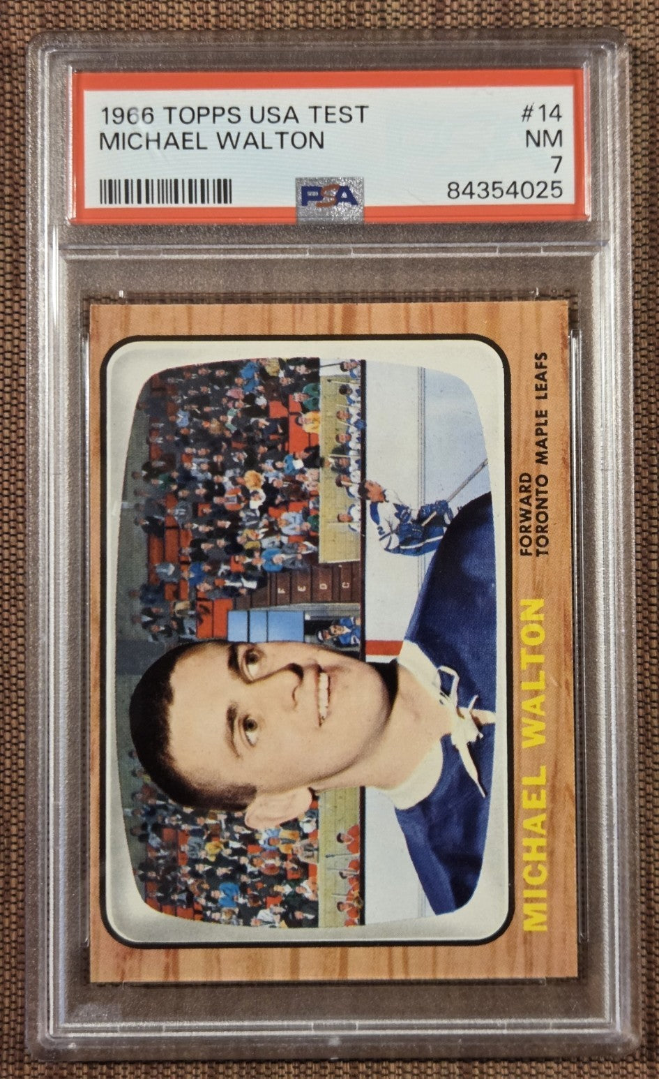 1966 Topps USA Test #14 Michael Walton Toronto Maple Leafs Hockey Card PSA 7 NM0