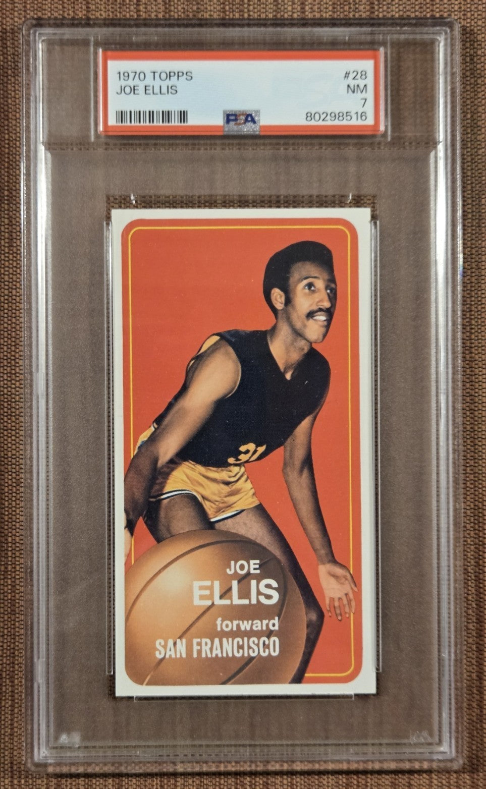1970 Topps Tall Boy #28 Joe Ellis San Francisco Warriors Basketball Card PSA 70