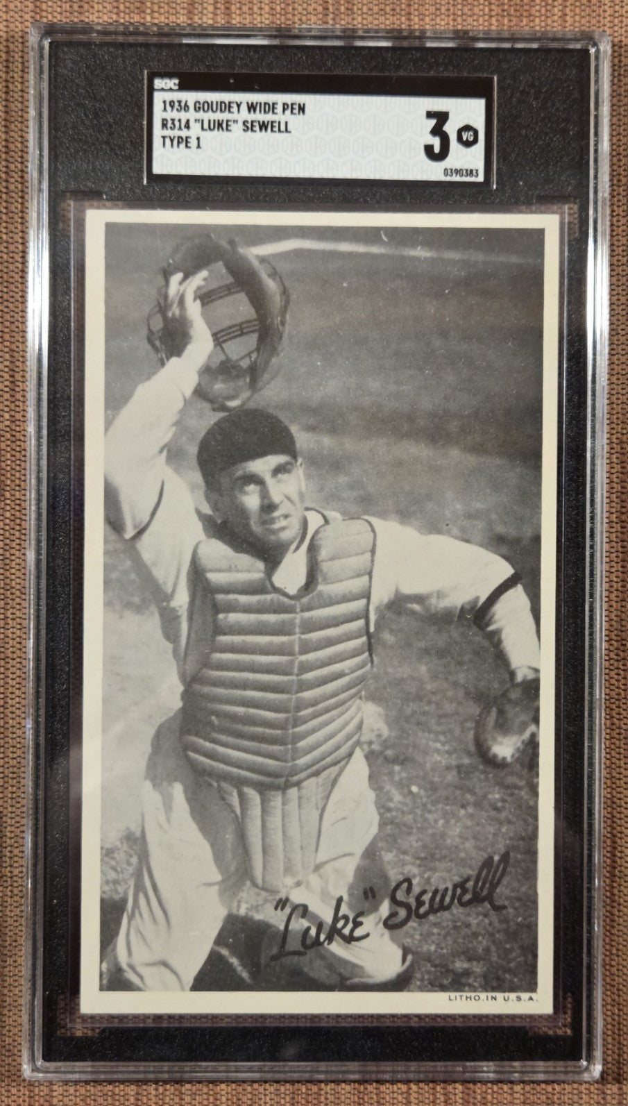 1936 Goudey Wide Pen Type 1 R314 Luke Sewell Indians Senators Baseball Card SGC30