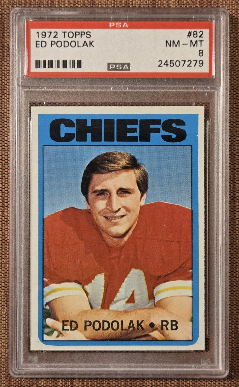 1972 Topps #82 Ed Podolak Kansas City Chiefs Rookie Football Card PSA 8 NM/MT RC0