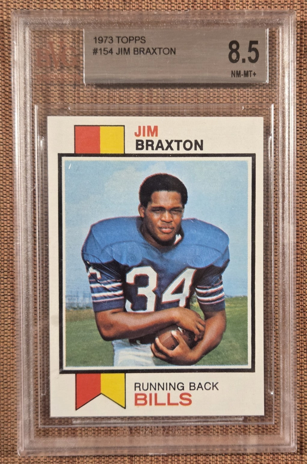 1973 Topps #154 Jim Braxton Buffalo Bills Rookie Football Card BVG 8.5 NM/MT+ RC0