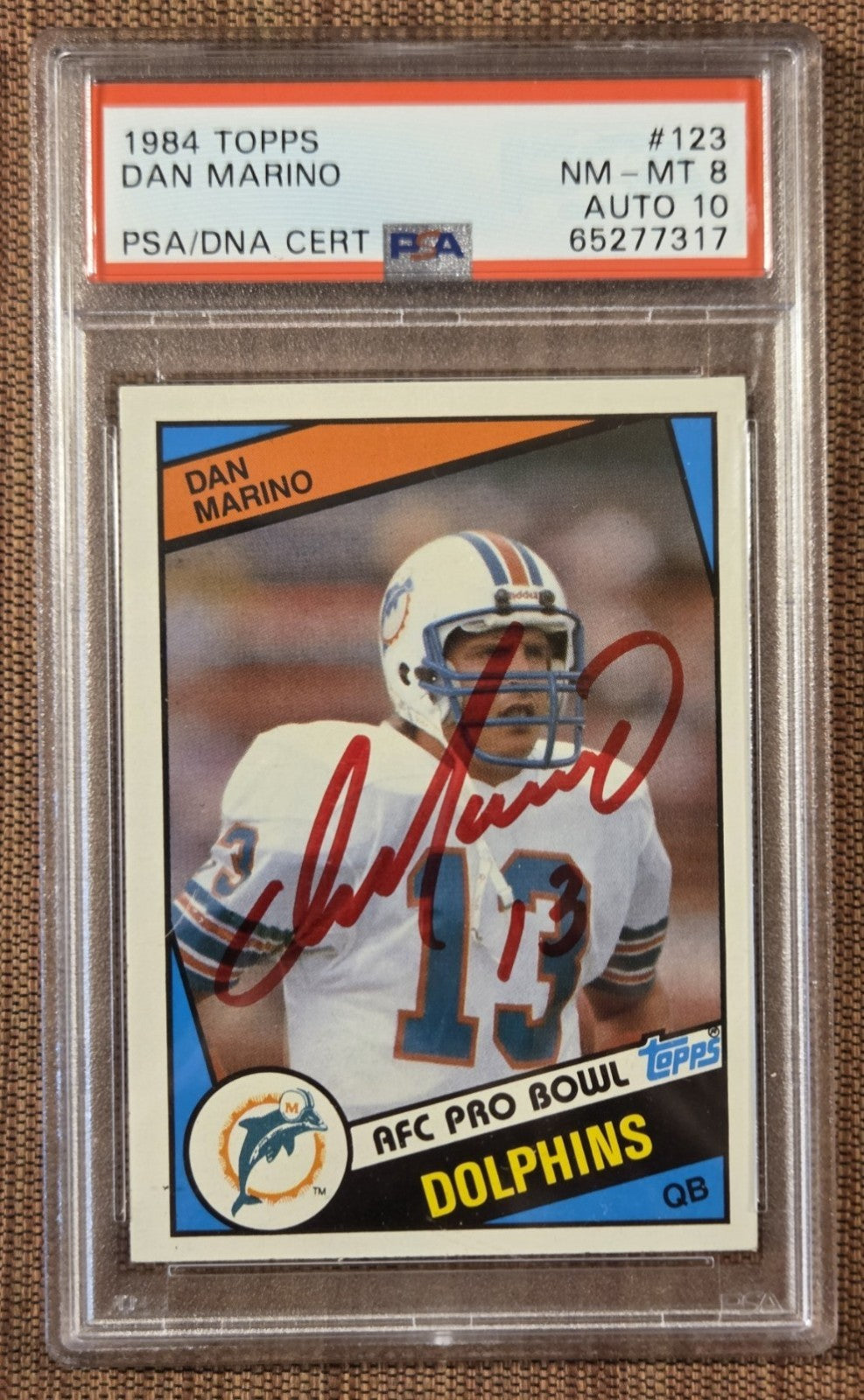 1984 Topps #123 Dan Marino Dolphins Football Card PSA 8 / DNA 10 Auto HOF RC0