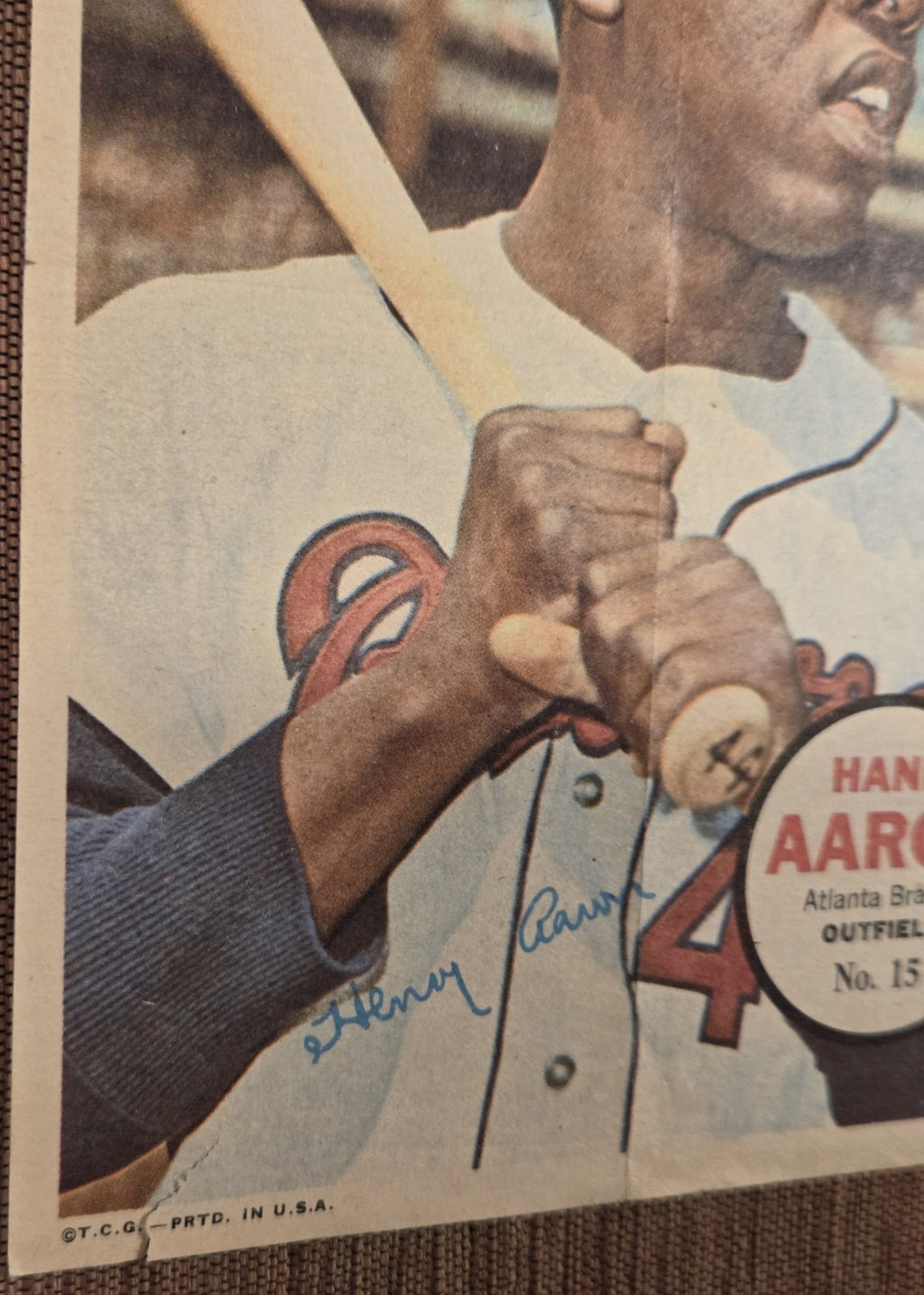 1967 Topps Pin Ups #6 Hank Aaron Milwaukee Braves Original Baseball Poster HOF4
