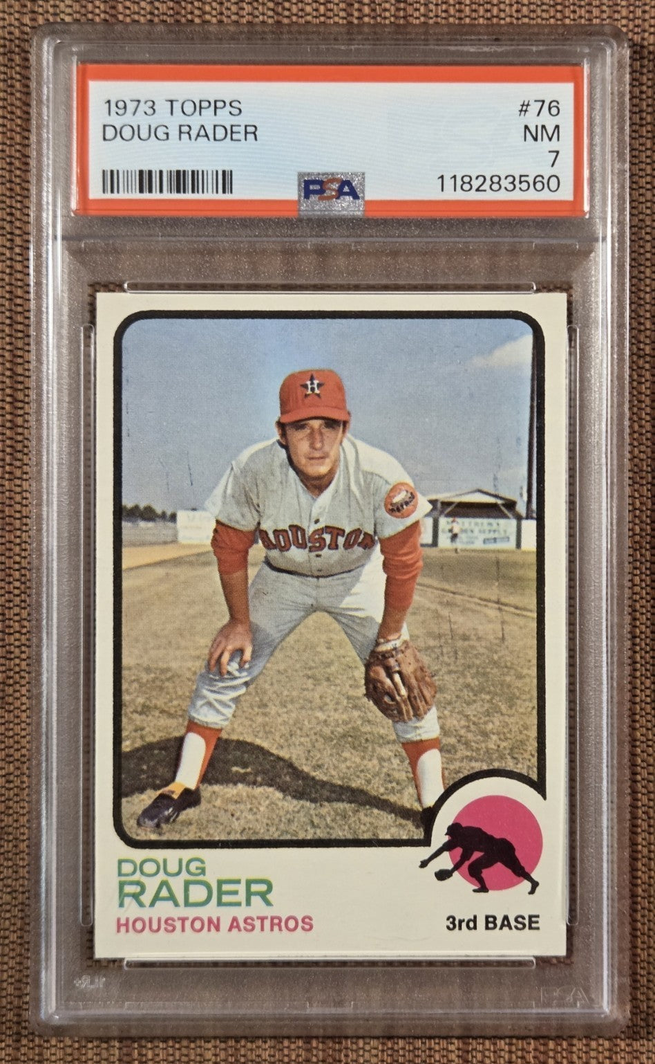 1973 Topps #76 Doug Rader Houston Astros Original Vintage Baseball Card PSA 7 NM0