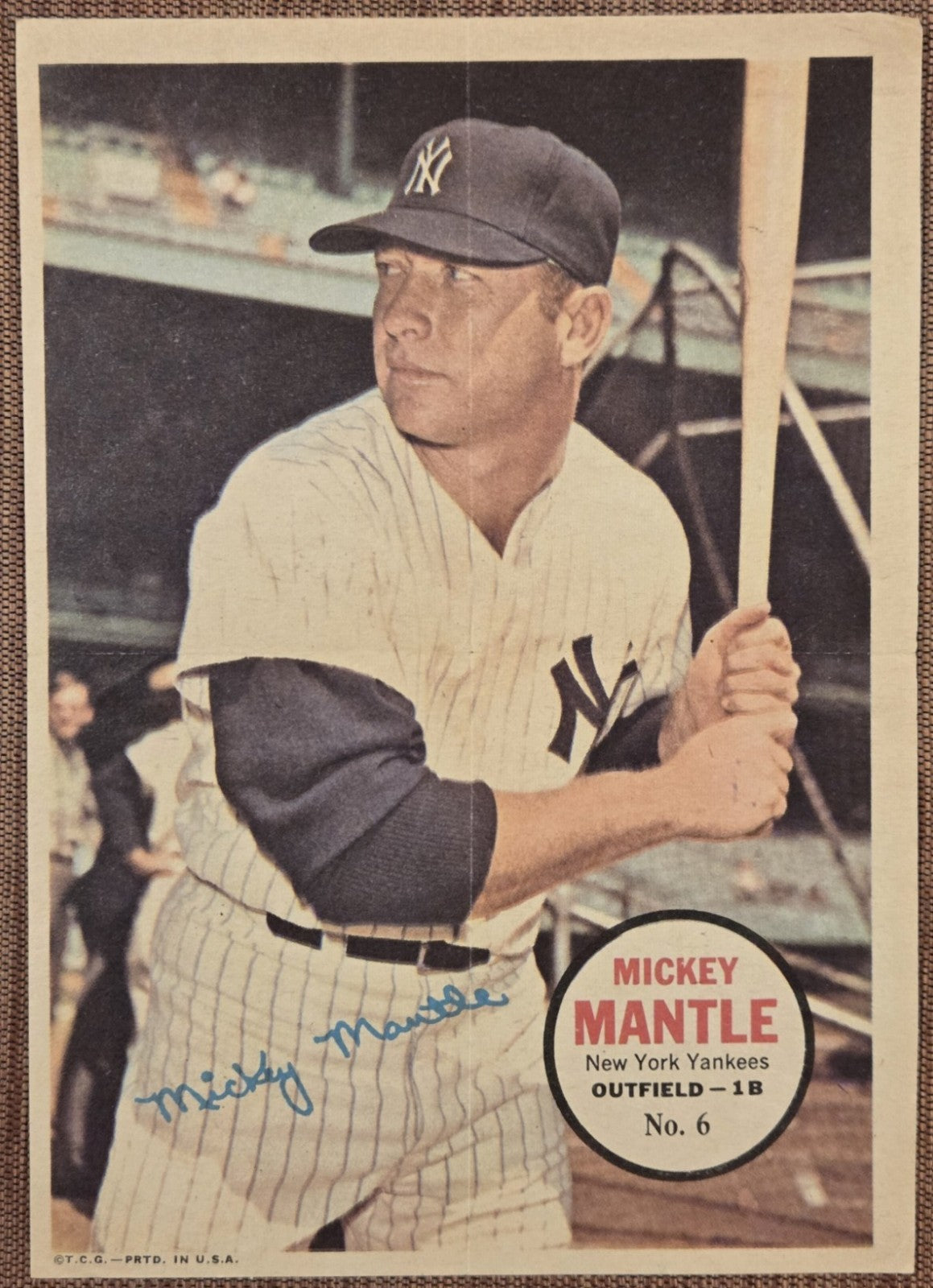 1967 Topps Pin Ups #6 Mickey Mantle New York Yankees Original Baseball Poster0