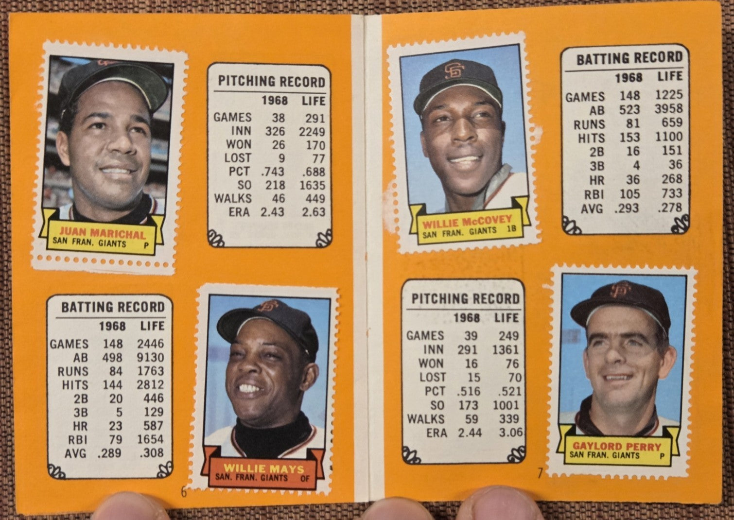 1969 Topps Stamps Album Complete Willie Mays Marichal McCovey Perry Baseball HOF3