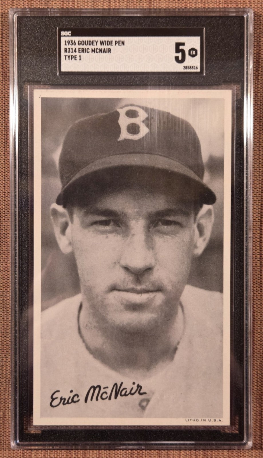 1936 Goudey Wide Pen Type 1 R314 Eric McNair A's Red Sox Baseball Card SGC 5 EX0