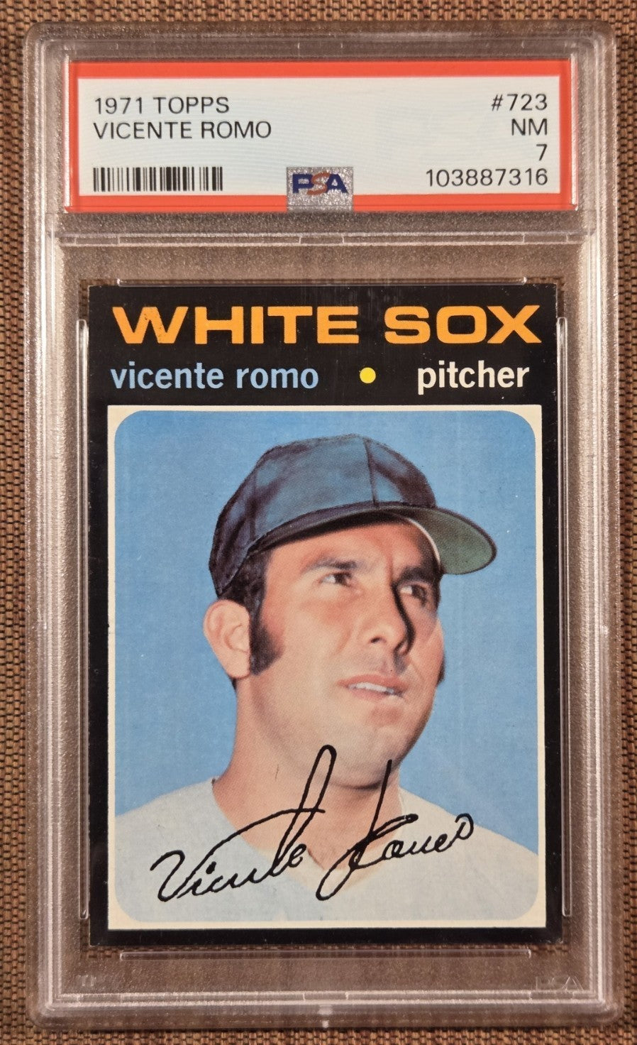 1971 Topps #723 Vicente Romo Chicago White Sox Original Baseball Card PSA 7 SP0