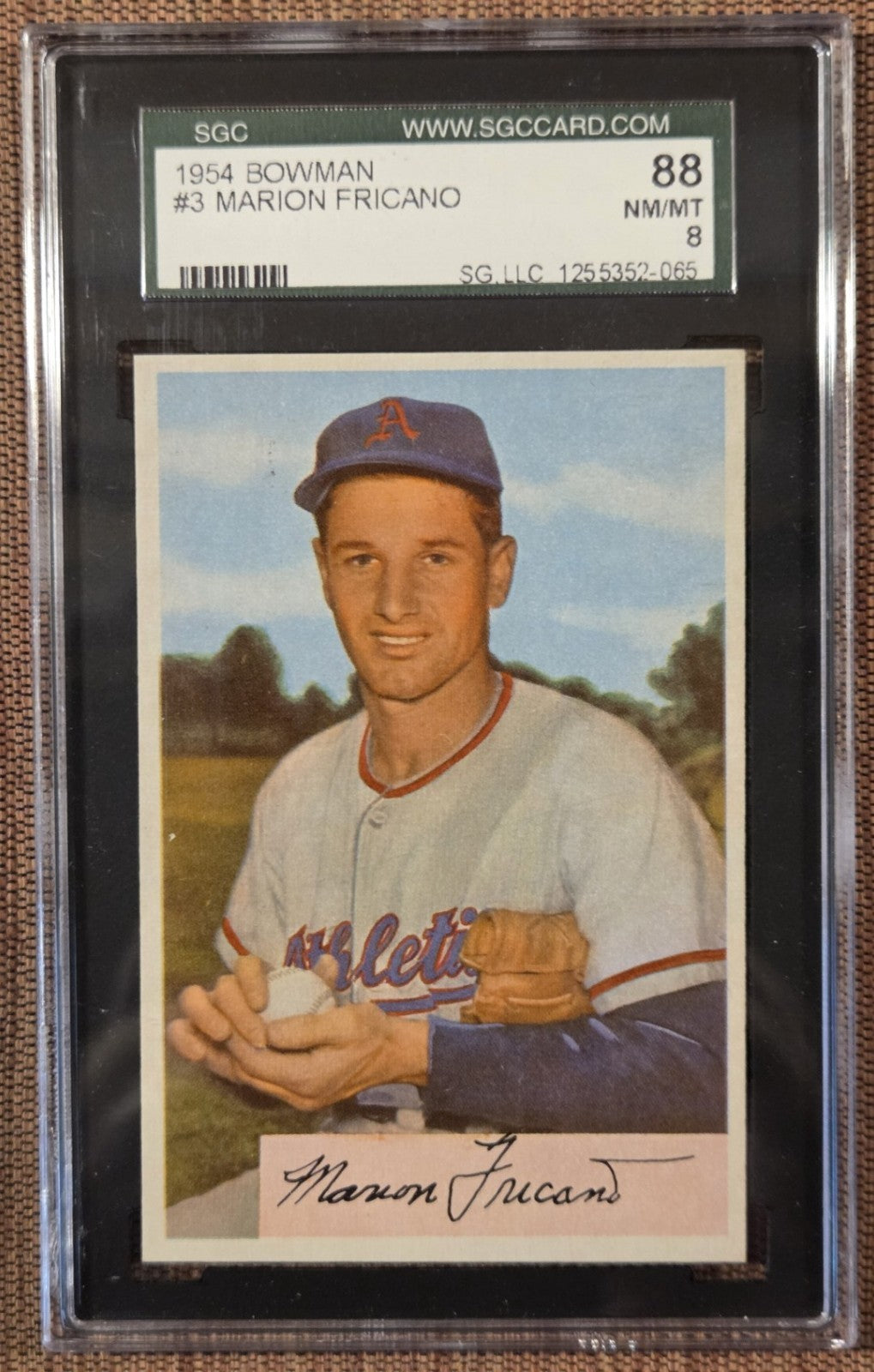 1954 Bowman Marion Fricano Philadelphia Athletics Baseball Card SGC 8 NM/MT0