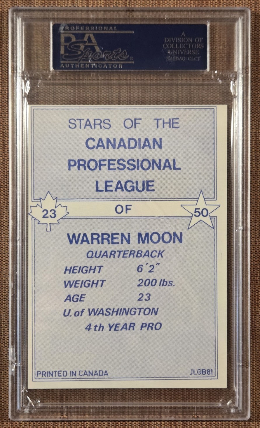 1981 Jogo CFL Warren Moon Eskimos Houston Oilers Football Rookie Card PSA 8 RC1