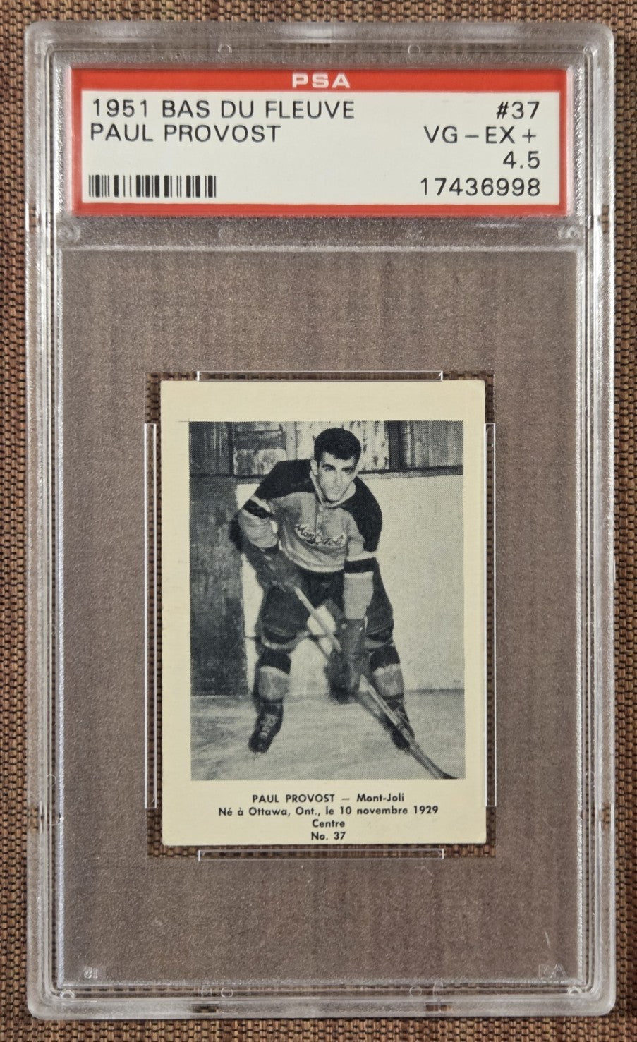 1951 Bas Du Fleuve #37 Paul Provost Montreal Paisley Hockey Card PSA 4.5 POP 30
