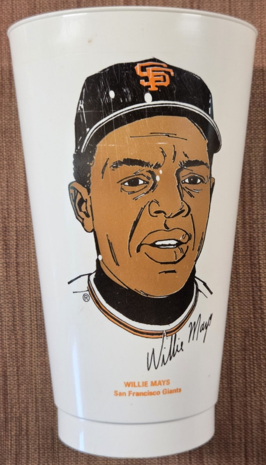 Vintage 7-Eleven Willie Mays Plastic Cup San Francisco Giants HOF Amoco Original0