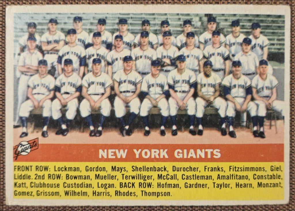 1956 Topps #226 New York Giants Baseball Card Willie Mays Irvin Dark Thompson0