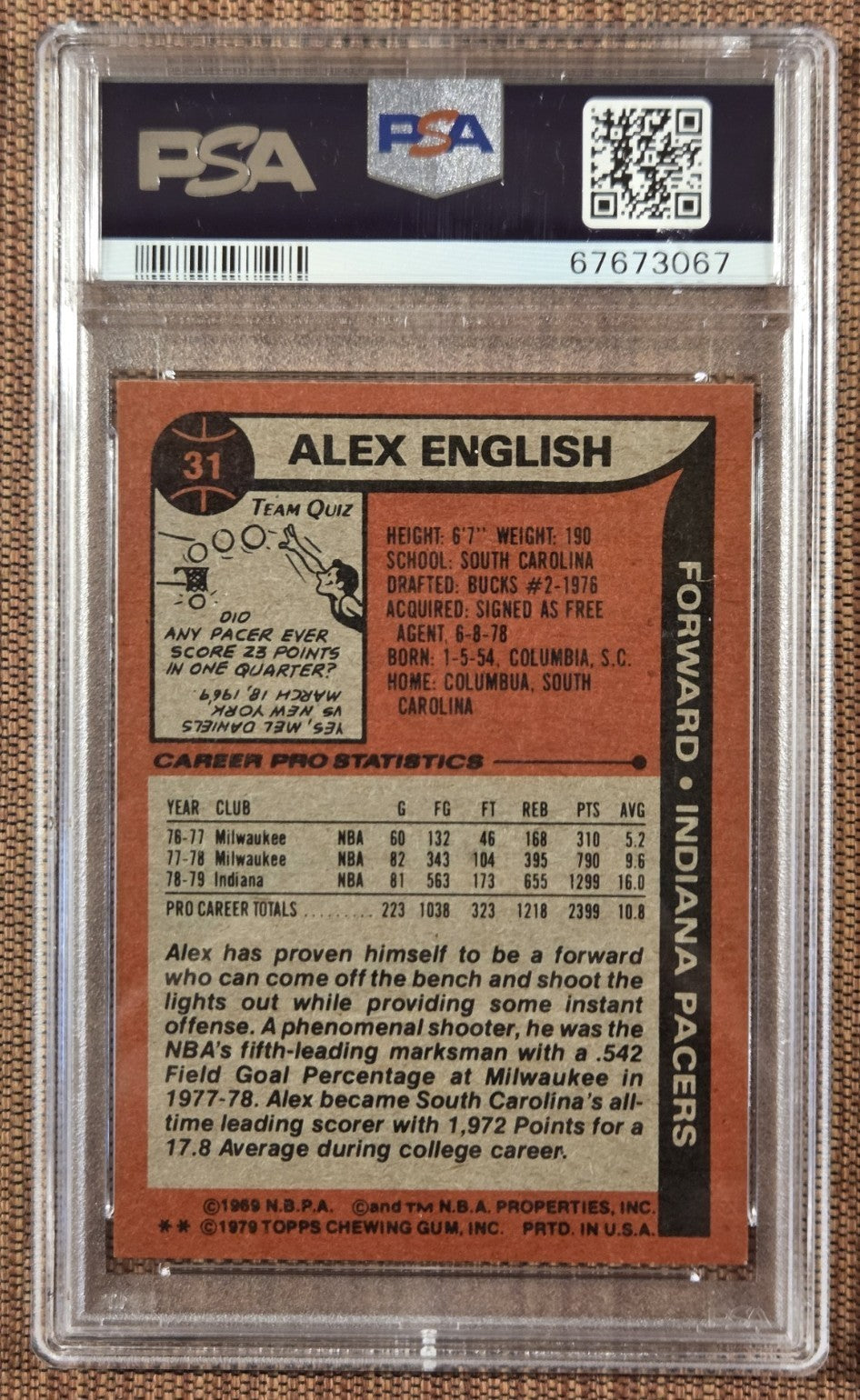 1979 Topps #31 Alex English Indiana Pacers Basketball Card PSA 7/DNA 10 Auto RC1