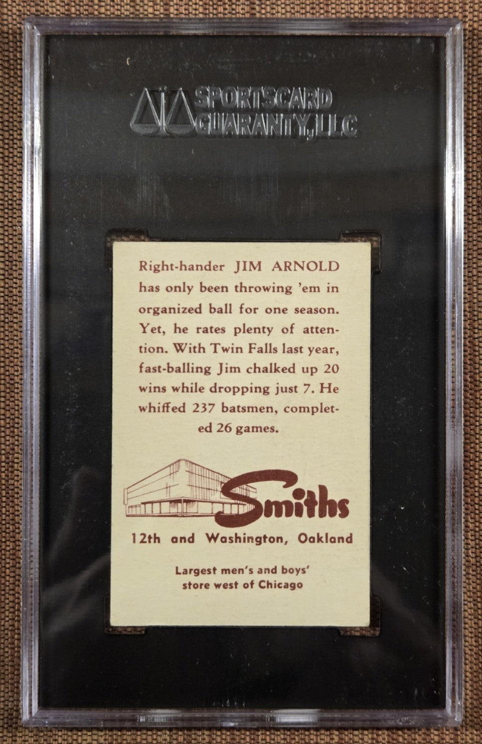 1947 Smith's #10 James Arnold Oakland Oaks Baseball Card SGC 5 POP 1 Top Graded1