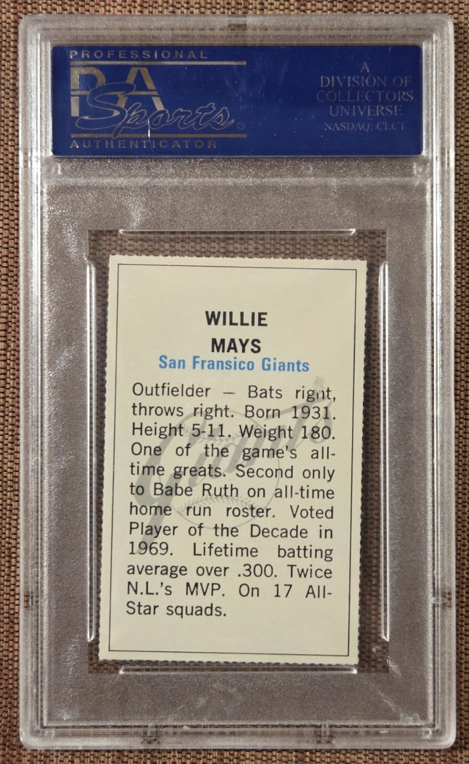 1971 Dell Team Stamps Willie Mays San Francisco Giants Baseball Card PSA 8 HOF1