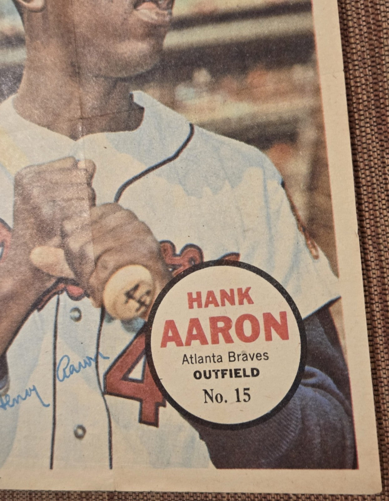 1967 Topps Pin Ups #6 Hank Aaron Milwaukee Braves Original Baseball Poster HOF3