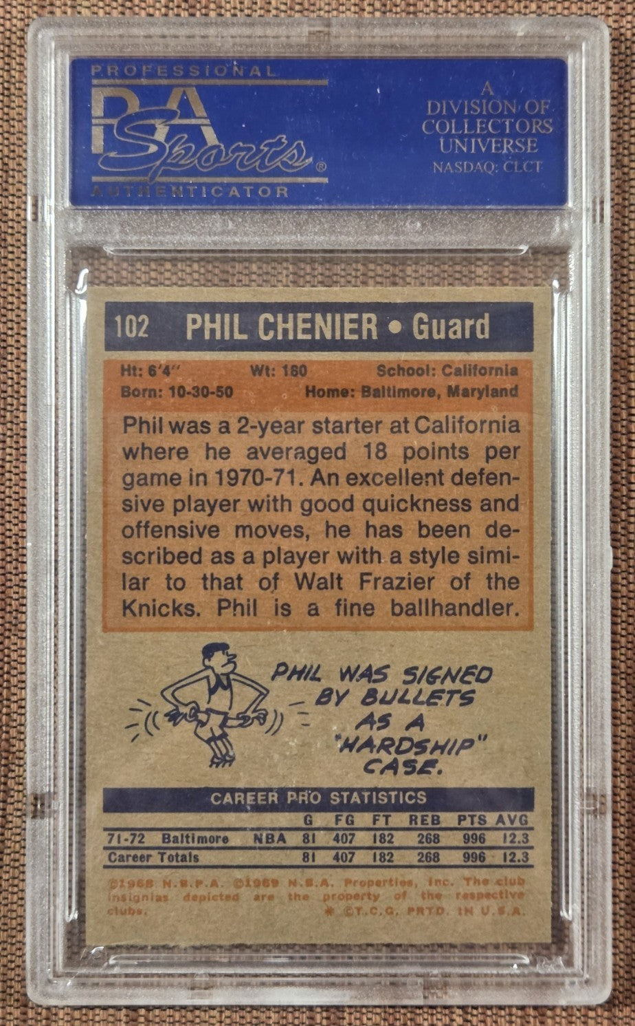 1972 Topps #102 Phil Chenier Baltimore Bullets Rookie Basketball Card PSA 8 RC1