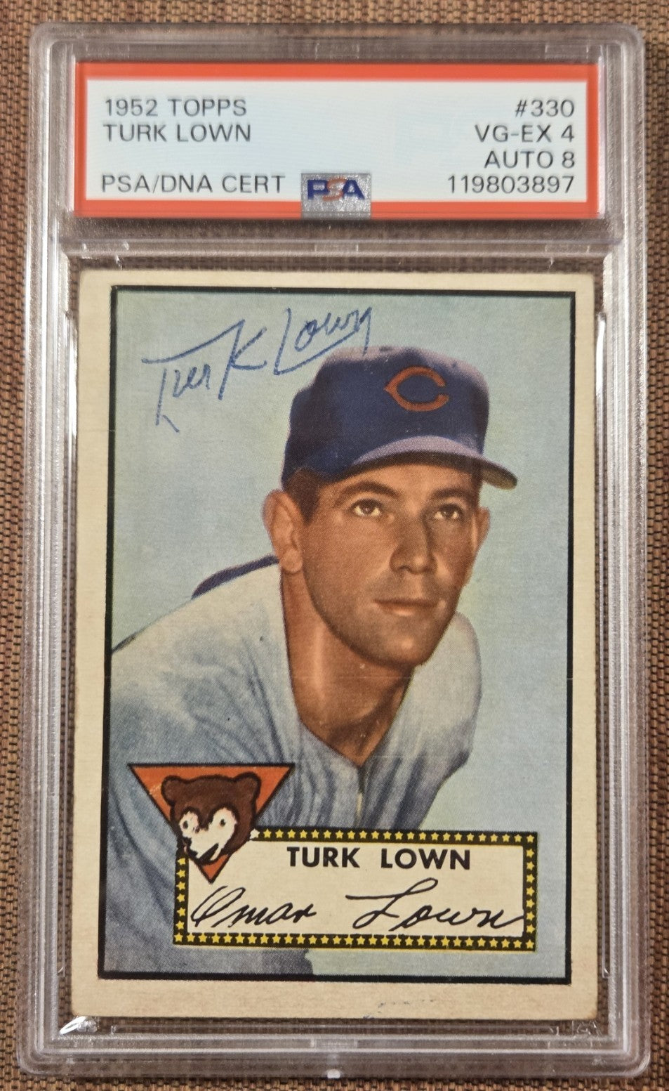 1952 Topps #330 Turk Lown Chicago Cubs Rookie Baseball Card PSA 4/DNA 8 Auto RC0