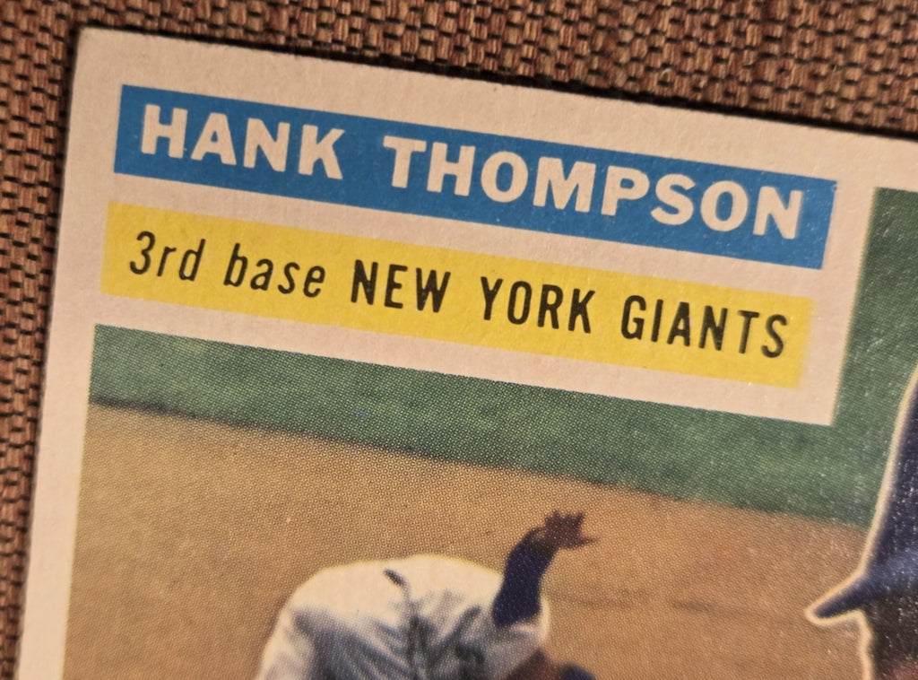 1956 Topps Hank Thompson New York Giants Authentic Original Baseball Card3