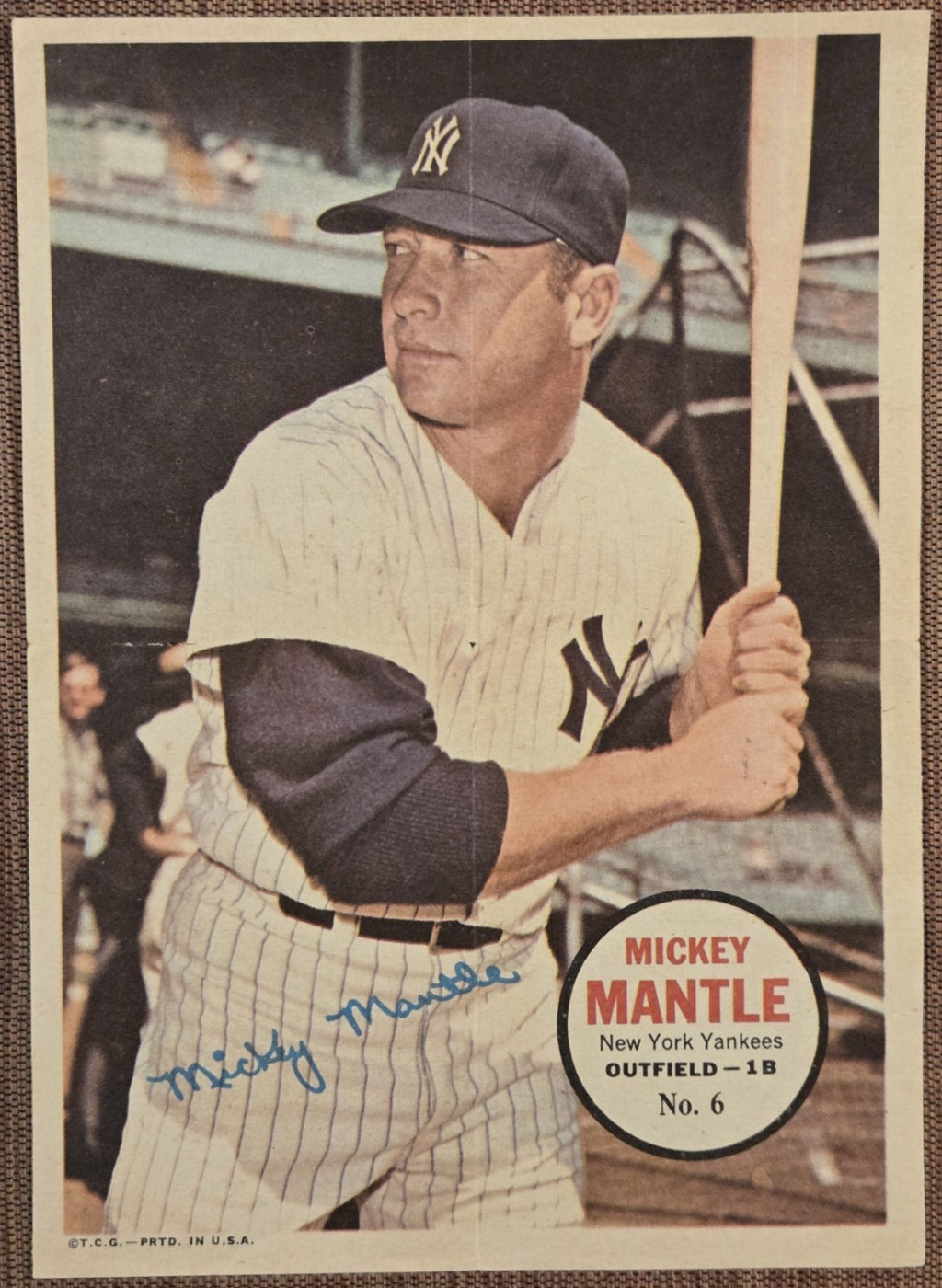 1967 Topps Pin Ups #6 Mickey Mantle New York Yankees Original Baseball Poster0