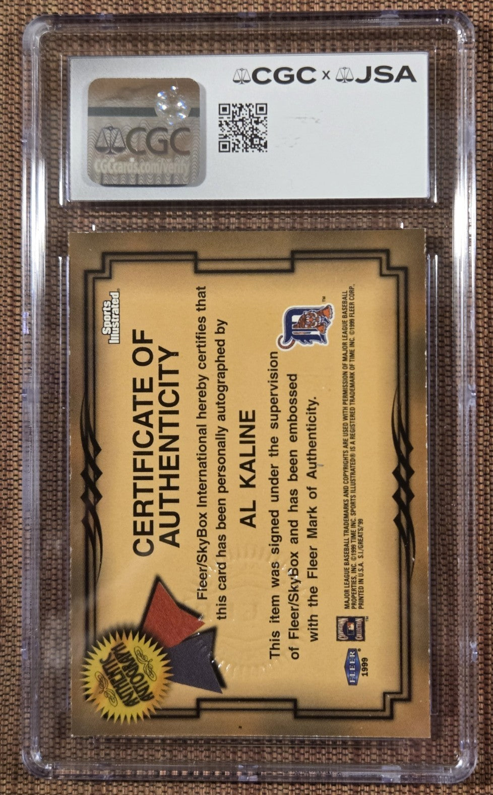 1999 Sports Illustrated Al Kaline Tigers Baseball Card CGC 8 / JSA 10 AUTO HOF1