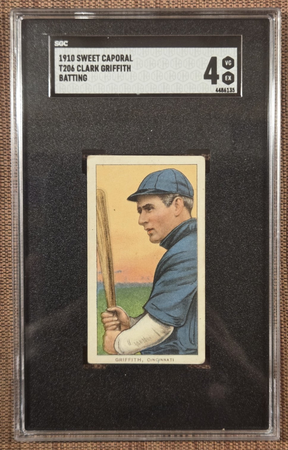 1909 Sweet Caporal Batting T206 Clark Griffith Senators Baseball Card SGC 4 HOF0