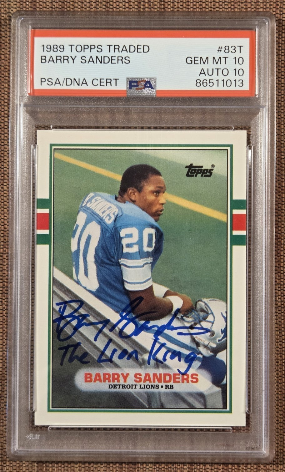 1989 Topps Traded #83T Barry Sanders Lions Football Card PSA 10 / DNA 10 AUTO RC0
