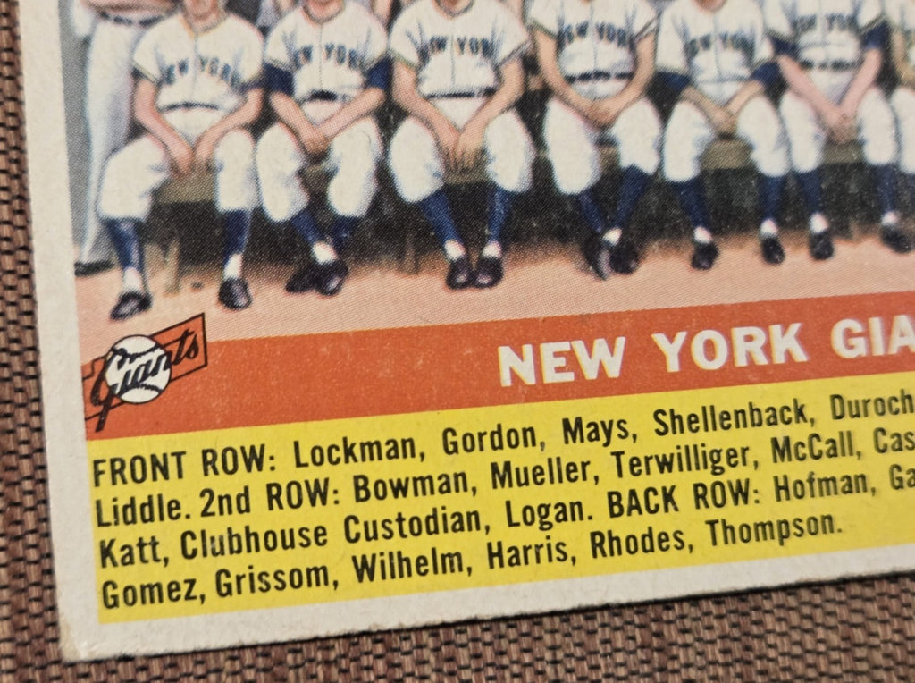 1956 Topps #226 New York Giants Baseball Card Willie Mays Irvin Dark Thompson4