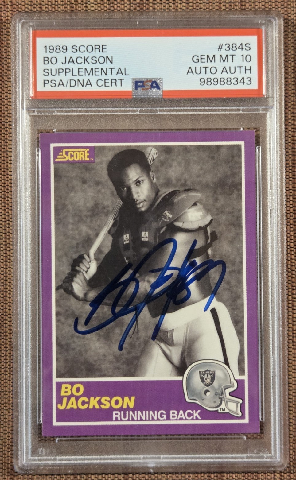 1989 Score #384S Bo Jackson Oakland Raiders Football Card PSA 10 / DNA AUTO0