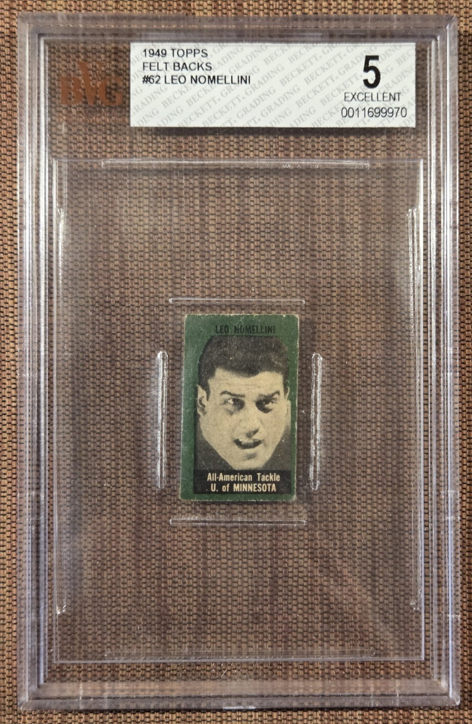 1949 Topps Felt Backs #62 Leo Nomellini SF 49ers Vintage Football Card BVG 5 HOF0