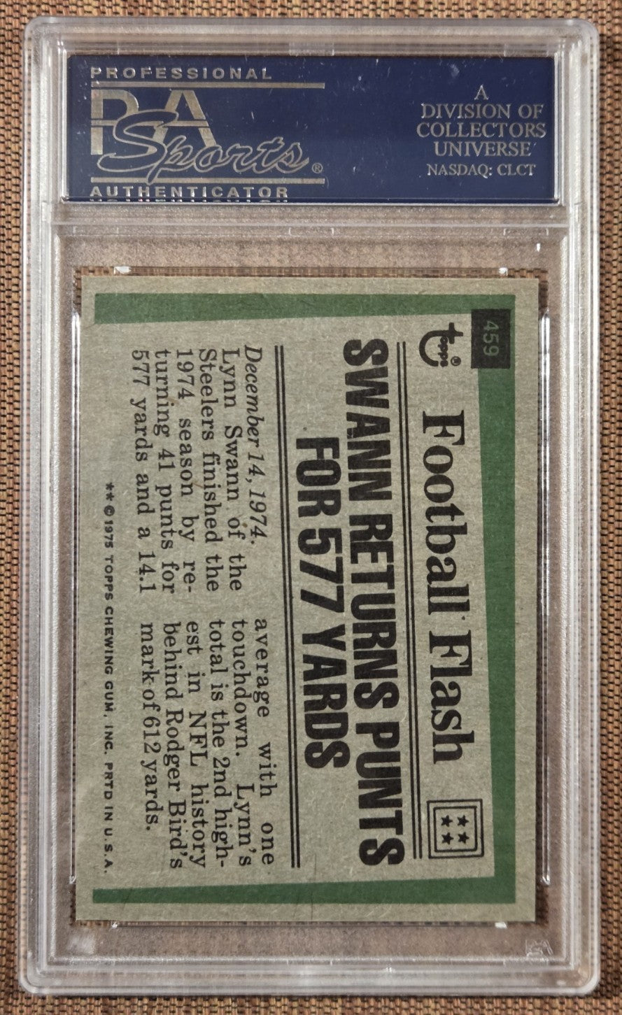 1975 Topps #459 Lynn Swann Pittsburgh Steelers Football Card PSA 8.5 RC HOF1
