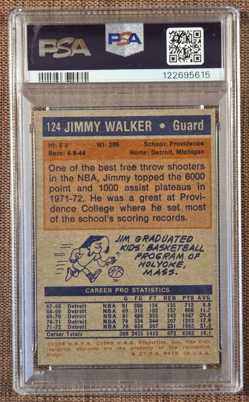 1972 Topps #124 Jimmy Walker Houston Rockets Original Basketball Card PSA 7 NM1