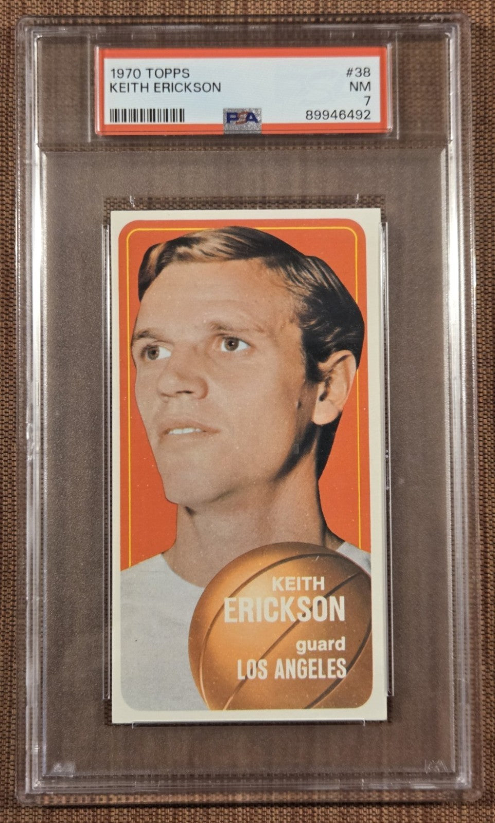 1970 Topps Tall Boy #38 Keith Erickson Los Angeles Lakers Basketball Card PSA 70