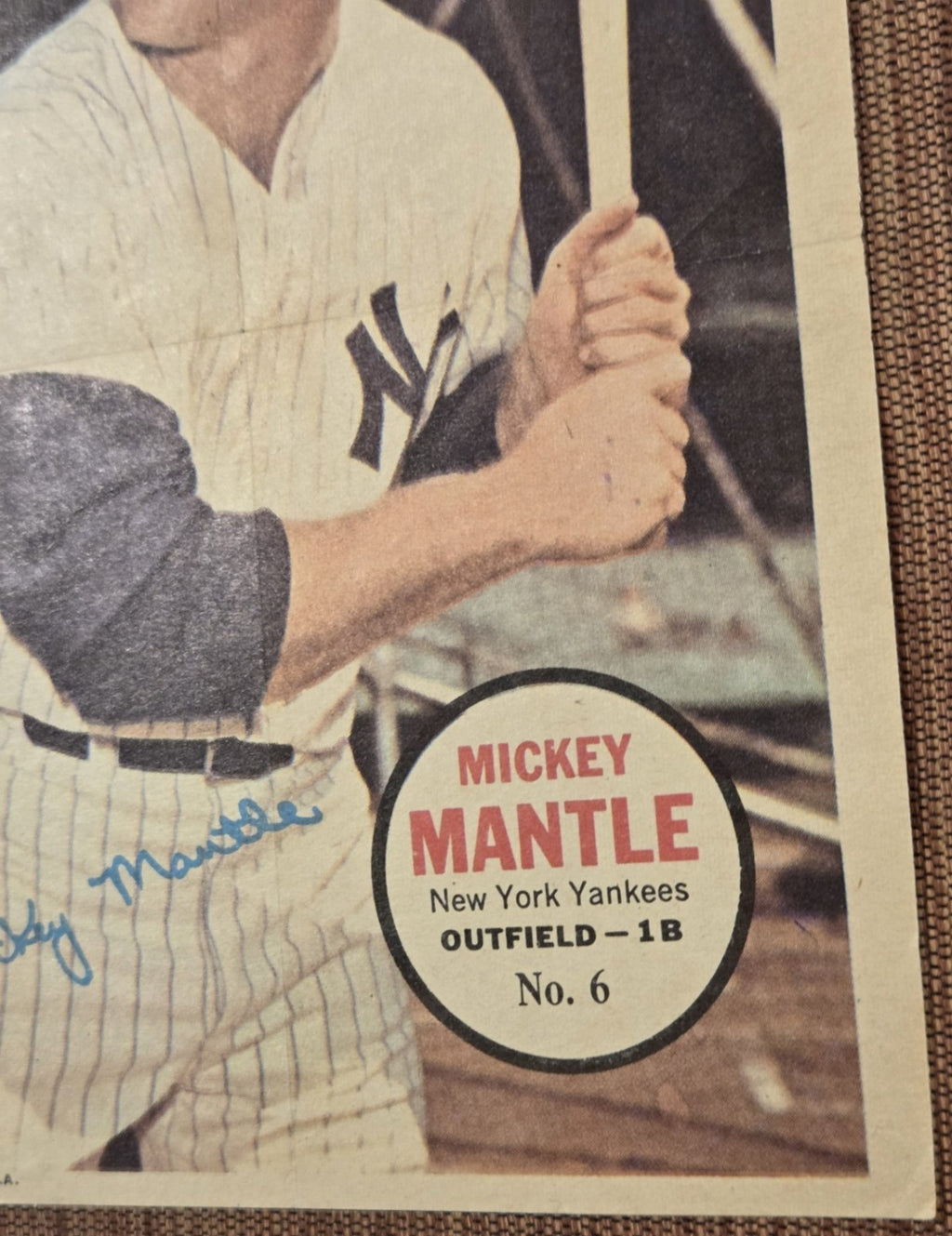 1967 Topps Pin Ups #6 Mickey Mantle New York Yankees Original Baseball Poster3