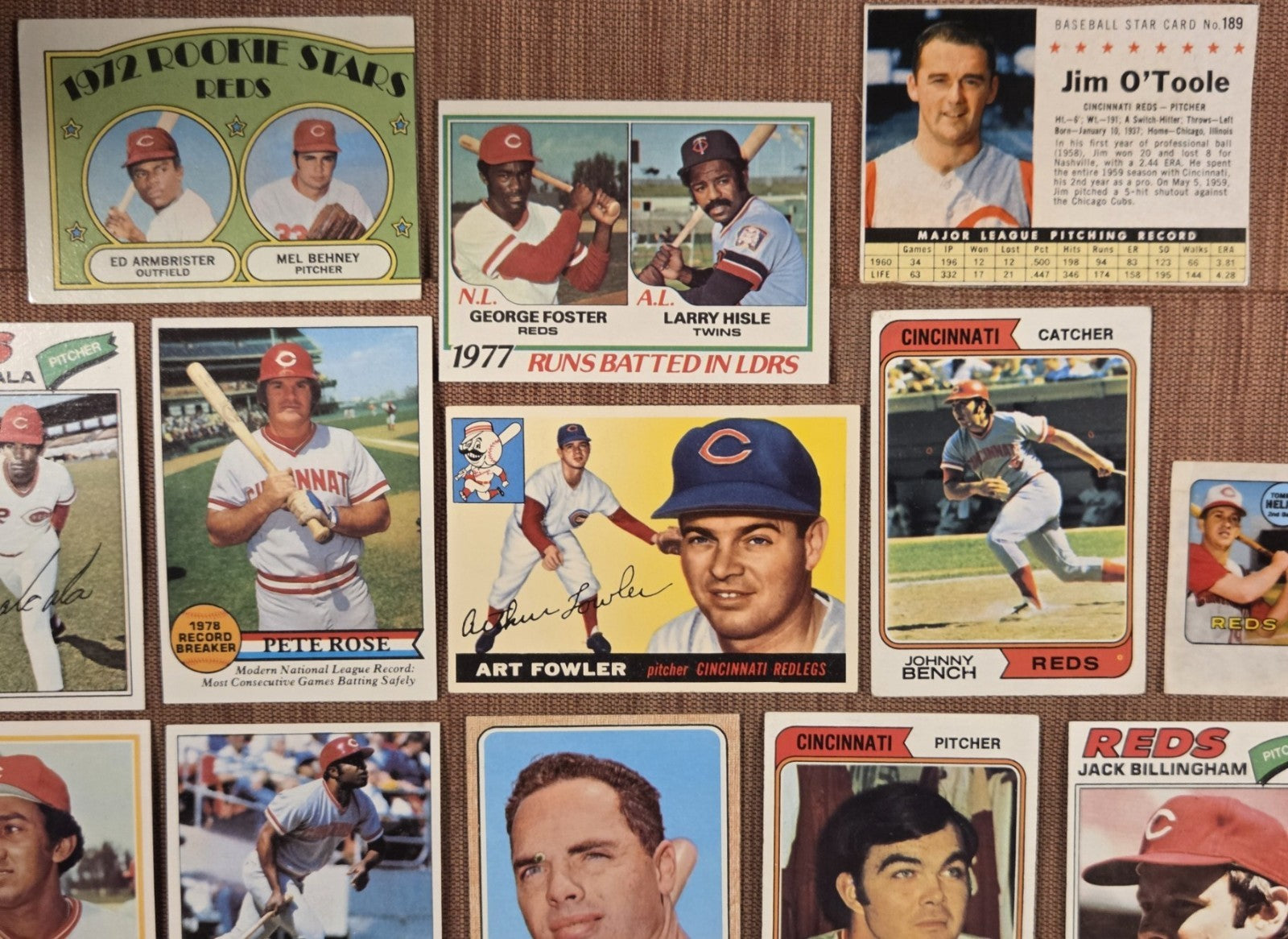 Reds Baseball Card Pete Rose Bench Morgan Perez Conception Armbrister RC Hall3