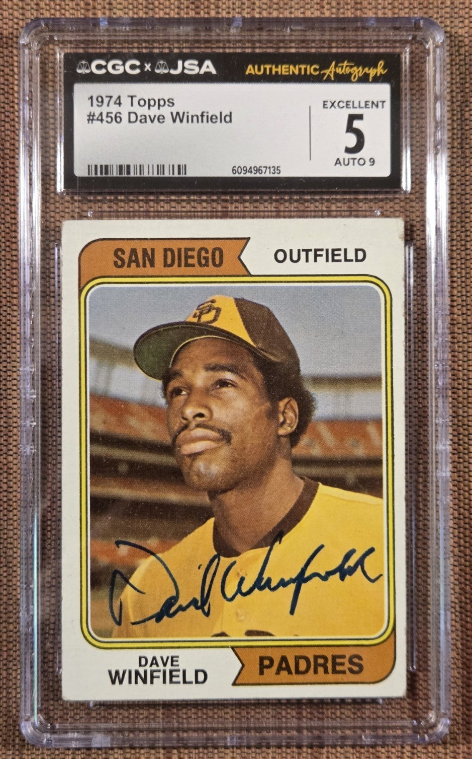1974 Topps #456 Dave Winfield Padres Rookie Baseball Card CGC 5 / JSA 9 AUTO RC0