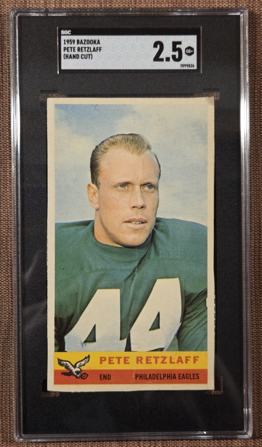 1959 Bazooka Pete Retzlaff Philadelphia Eagles Original Football Card SGC 2.50