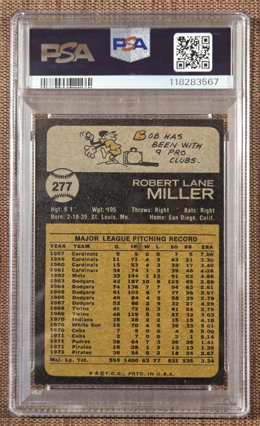 1973 Topps #277 Bob Miller Pittsburgh Pirates Original Baseball Card PSA 7 NM1