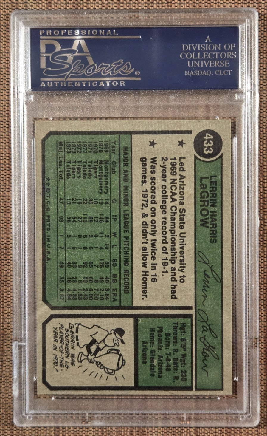 1974 Topps #433 Lerrin LaGrow Detroit Tigers Original Baseball Card PSA 7 NM1