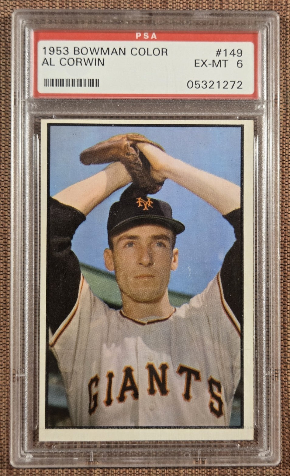 1953 Bowman Color #149 Al Corwin New York Giants Original Baseball Card PSA 60