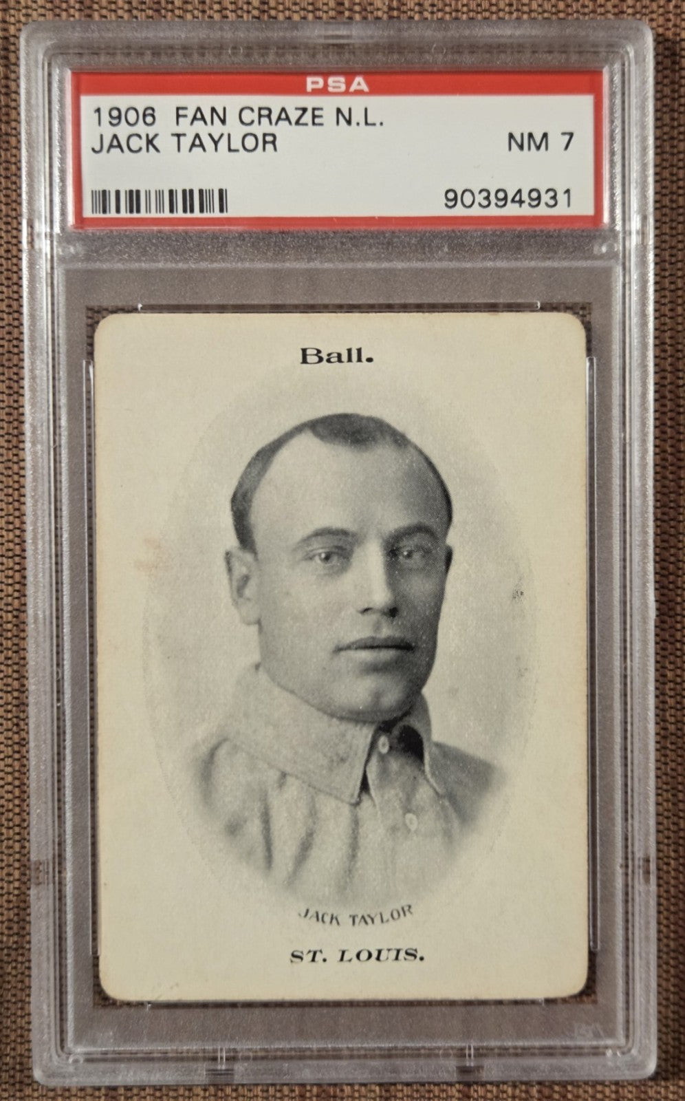 1906 Fan Craze N.L. WG3 Jack Taylor Chicago Cubs Cardinals Baseball Card PSA 70