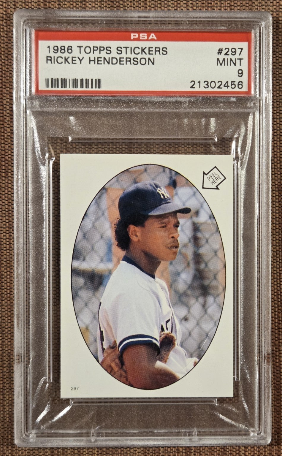 1986 Topps Sticker #297 Rickey Henderson Oakland A's Baseball Card PSA9 Mint HOF0