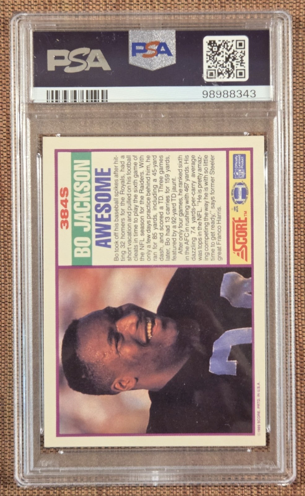 1989 Score #384S Bo Jackson Oakland Raiders Football Card PSA 10 / DNA AUTO1