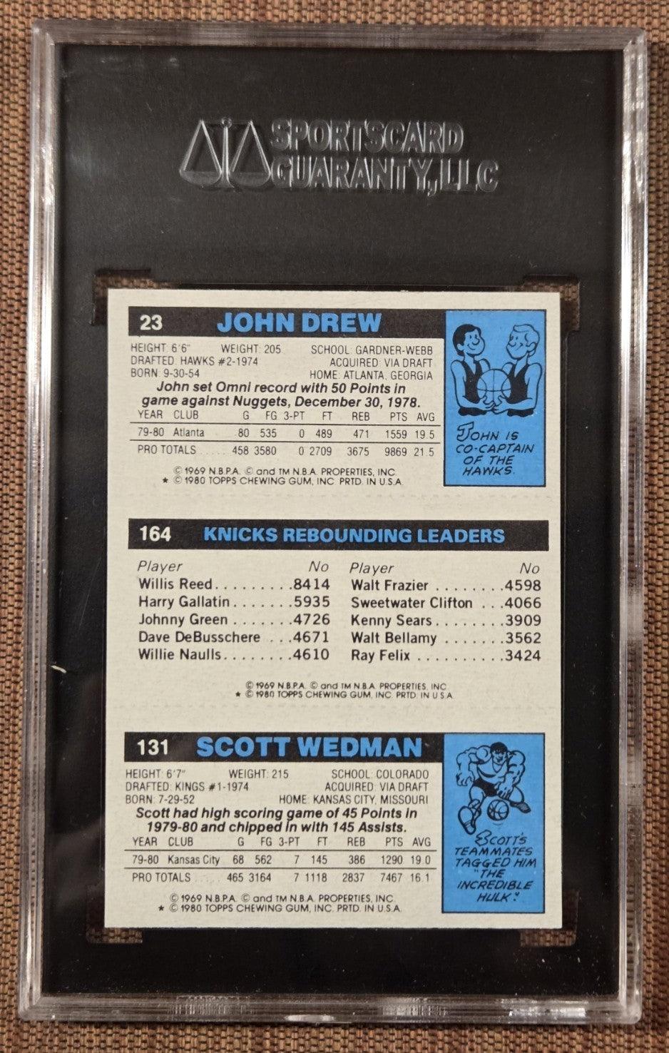 1980 Topps #42 Wedman Cartwright Drew Knicks Basketball Card SGC 10 Gem Mint1