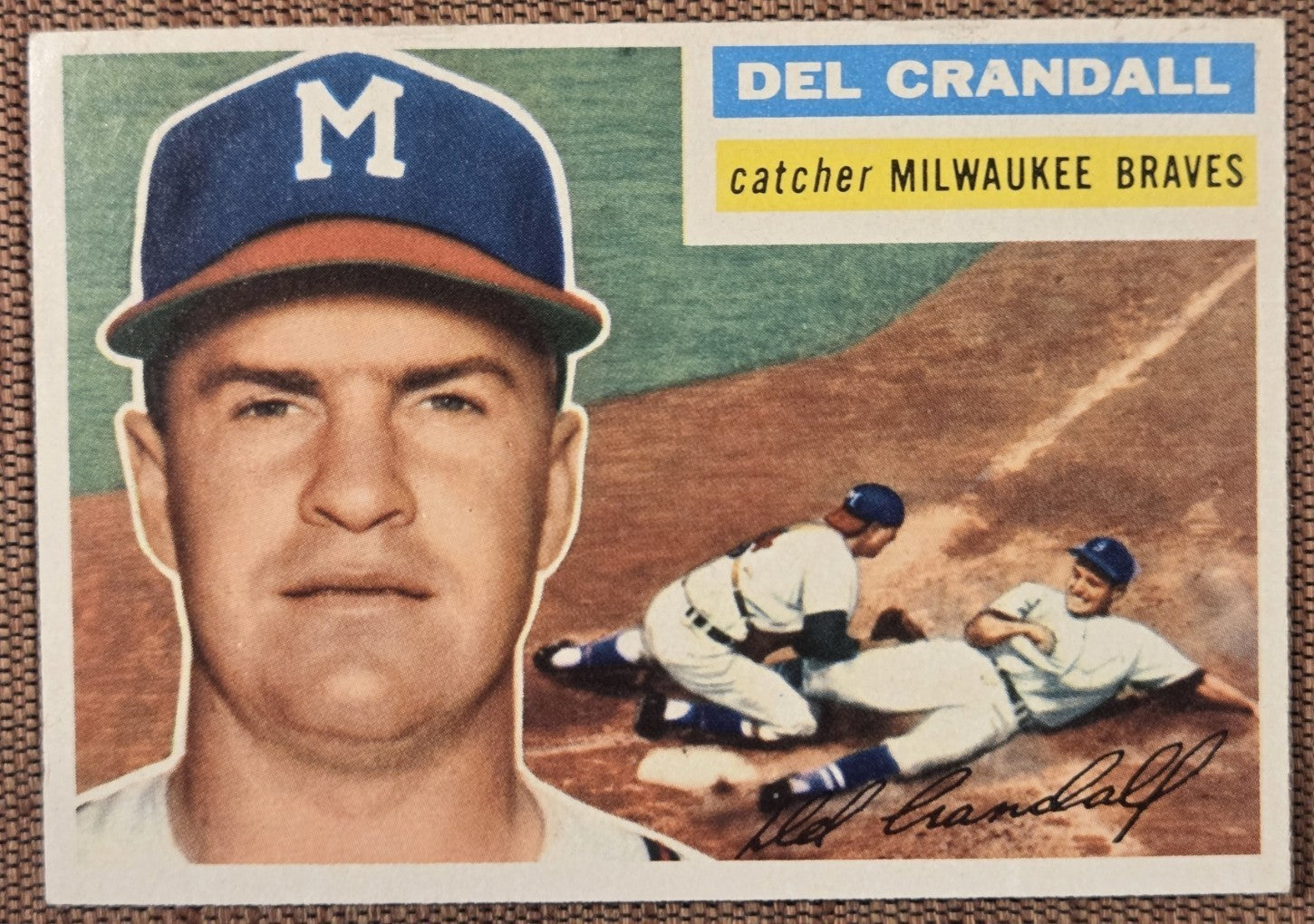 1956 Topps #175 Del Crandall Milwaukee Braves Vintage Original Baseball Card0